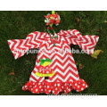 2014 new christmas tree chevron dress with matching bow and necklace set